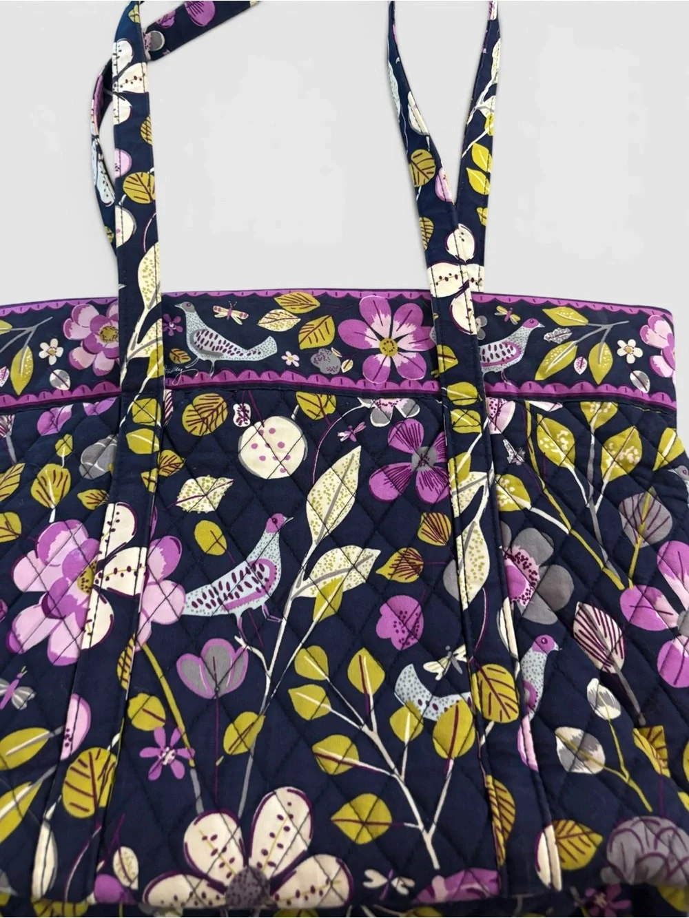 Retired Vera Bradley Floral Nightingale Shoulder Tote Bag